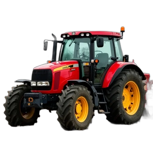 red, tractor, yellow, plow transparent PNG cut-out