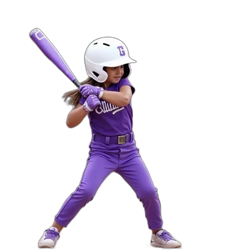 young, girl, purple, baseball transparent PNG cut-out