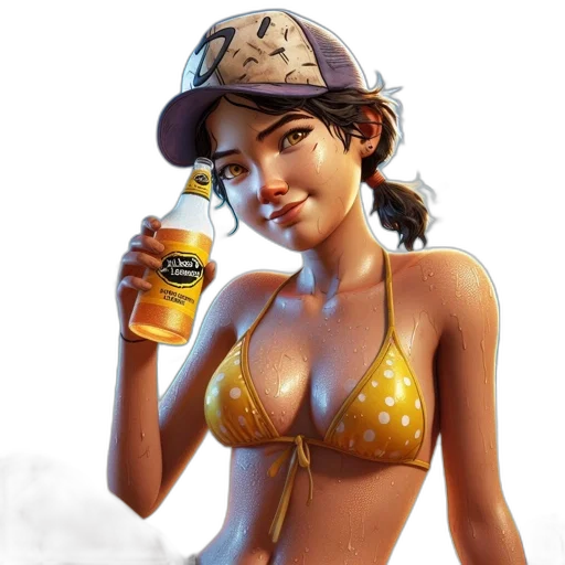 hat, bottle, concept art, photorealistic transparent PNG cut-out