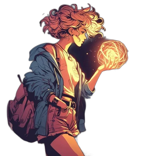 jacket, staff, comic book art, concept art transparent PNG cut-out