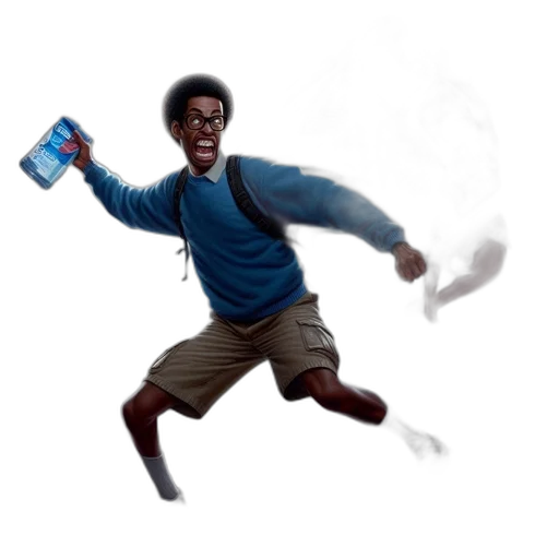 bottle, staff, jacket, creature transparent PNG cut-out