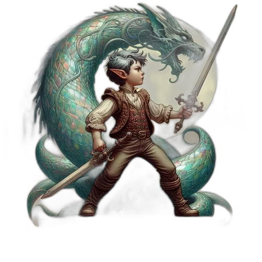 dragon, sword, staff, fantasy art transparent PNG cut-out