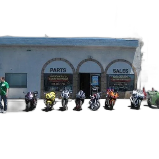 city street, motorcycle, shop, various transparent PNG cut-out