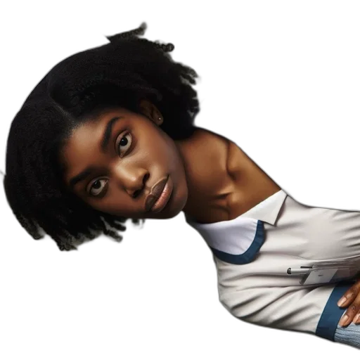 hair, face, dress, staff transparent PNG cut-out