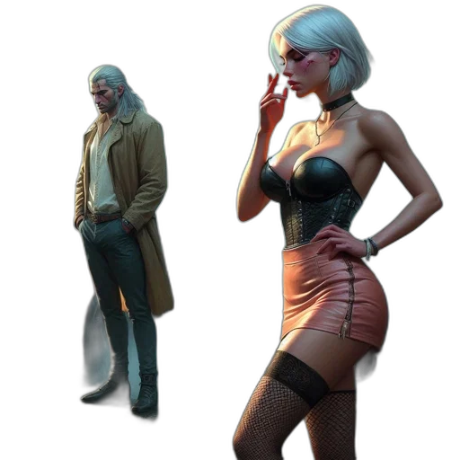 jacket, dress, staff, concept art transparent PNG cut-out