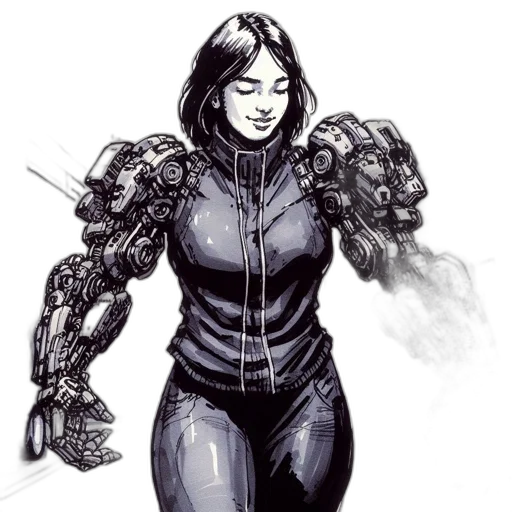 robot, jacket, comic book art, concept art transparent PNG cut-out
