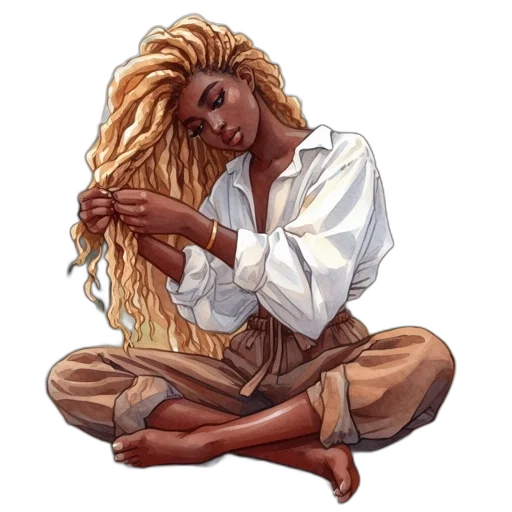 hair, staff, jewelry, concept art transparent PNG cut-out