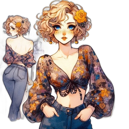 dress, jacket, flower, jewelry transparent PNG cut-out