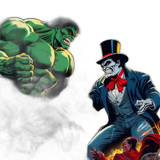 comic book art, concept art, green, two transparent PNG cut-out