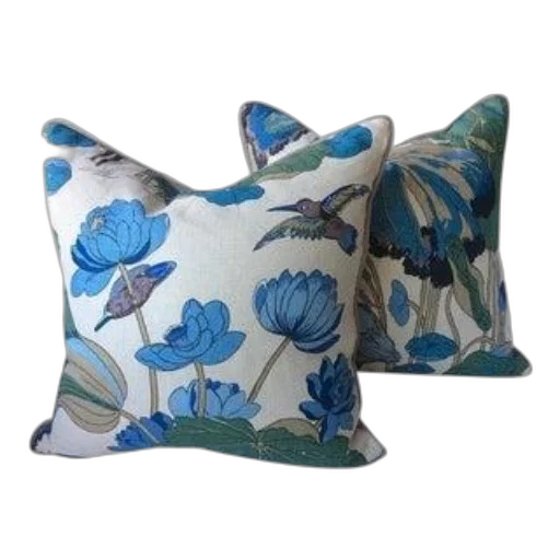 blue, two, decorative, pillows transparent PNG cut-out