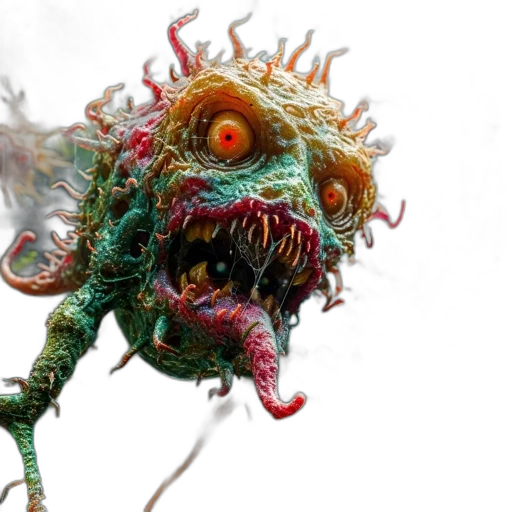 creature, mask, dragon, staff transparent PNG cut-out