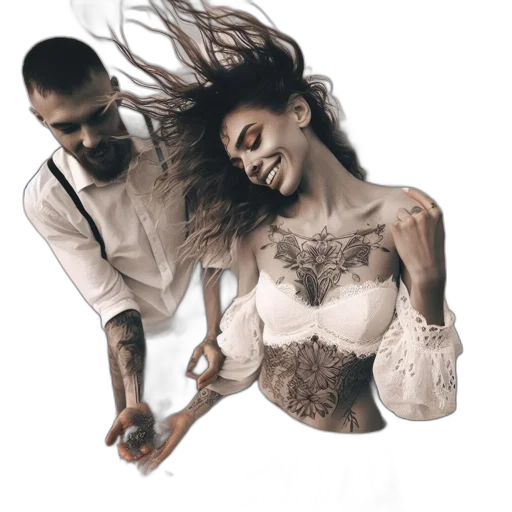 dress, hair, jewelry, photorealistic transparent PNG cut-out