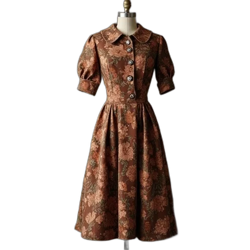 dress, jacket, earth tones, 1940s transparent PNG cut-out
