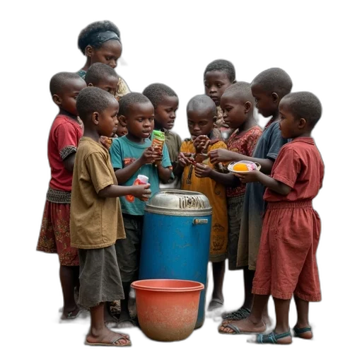 food, group, children, adults transparent PNG cut-out