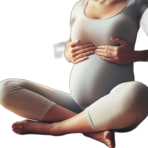 pregnant, woman, sits, floor transparent PNG cut-out
