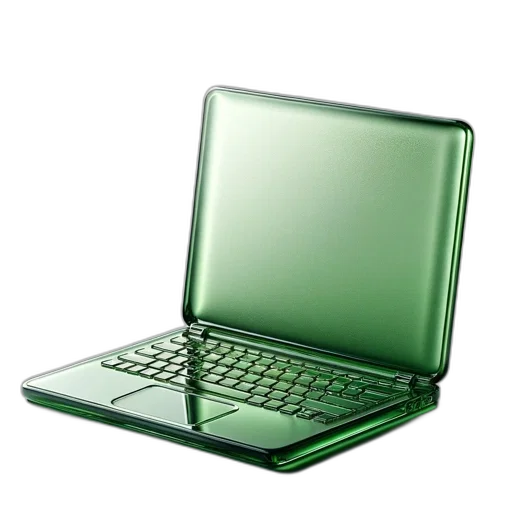 3d render, green, transparent, laptop transparent PNG cut-out