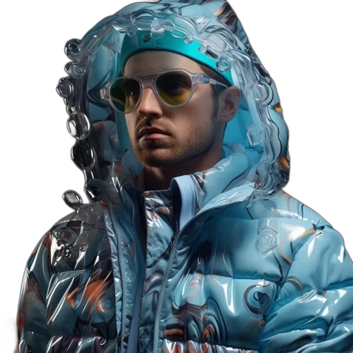 jacket, face, cyberpunk, photorealistic transparent PNG cut-out