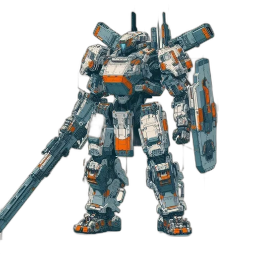 robot, weapon, concept art, 3d render transparent PNG cut-out