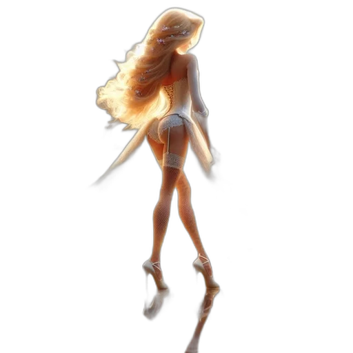 dress, hair, creature, staff transparent PNG cut-out