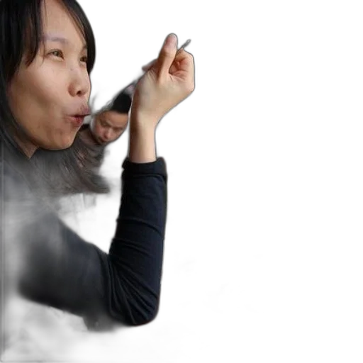 staff, photorealistic, fog, woman transparent PNG cut-out