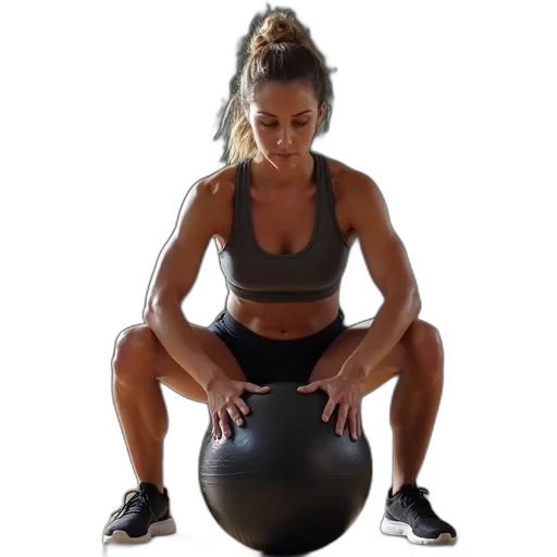 woman, performing, medicine, ball transparent PNG cut-out