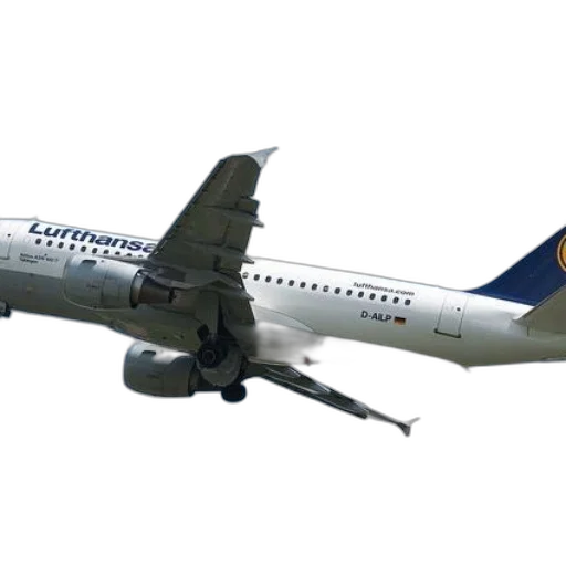 lufthansa, airplane, flying, through transparent PNG cut-out