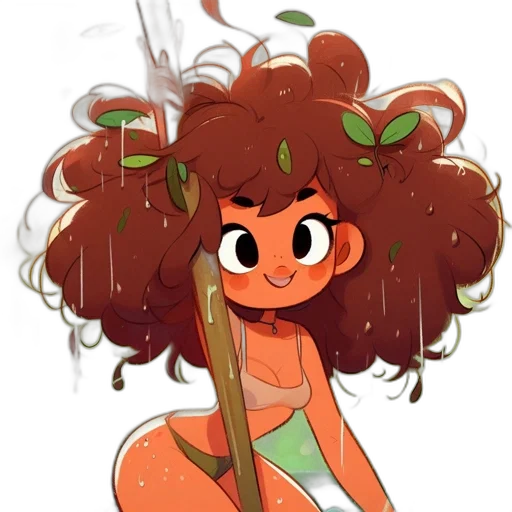 hair, staff, crown, creature transparent PNG cut-out
