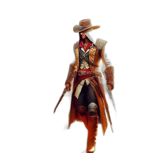 staff, jacket, hat, weapon transparent PNG cut-out
