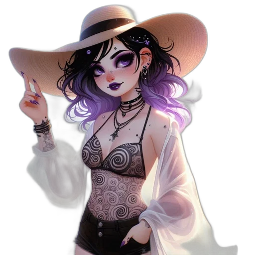 hat, dress, jewelry, staff transparent PNG cut-out