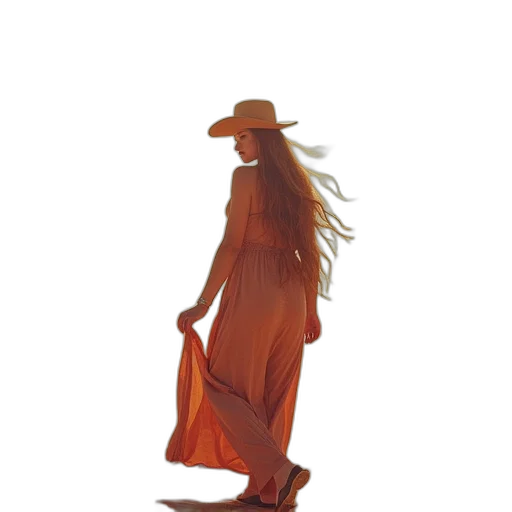 dress, hat, jacket, staff transparent PNG cut-out