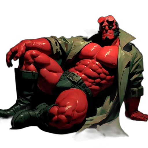 comic book art, concept art, red, red-skinned transparent PNG cut-out