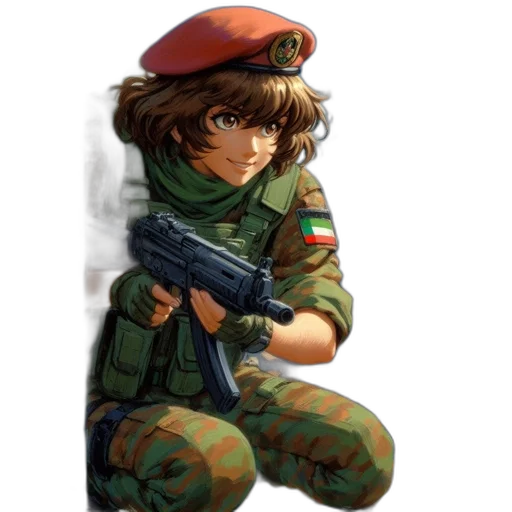 weapon, jacket, staff, face transparent PNG cut-out