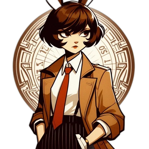 jacket, staff, comic book art, cartoon transparent PNG cut-out