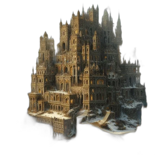 building, crown, dragon, 3d render transparent PNG cut-out