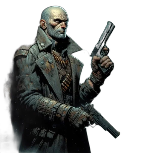 jacket, weapon, concept art, cyberpunk transparent PNG cut-out