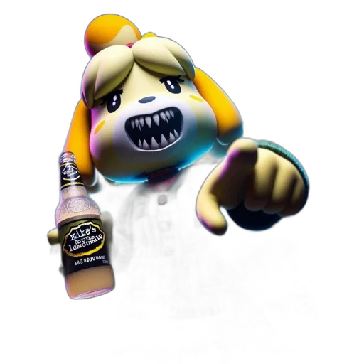 bottle, staff, creature, 3d render transparent PNG cut-out