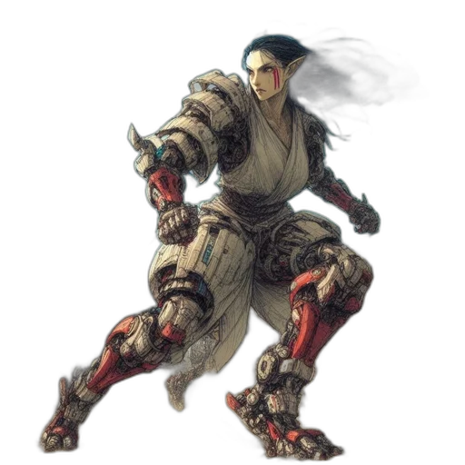 robot, creature, weapon, staff transparent PNG cut-out