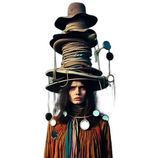 hat, dress, staff, crown transparent PNG cut-out