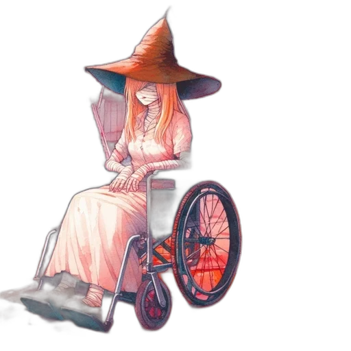 dress, hat, staff, creature transparent PNG cut-out