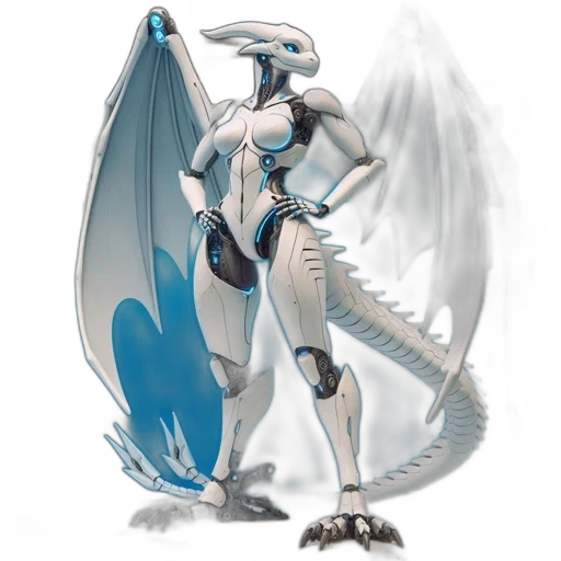dragon, robot, creature, sword transparent PNG cut-out