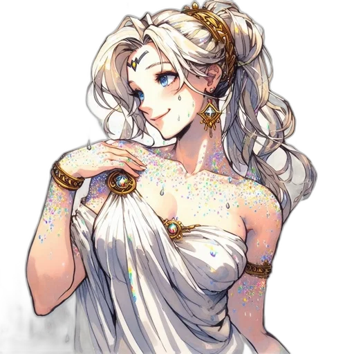 dress, jewelry, crown, staff transparent PNG cut-out