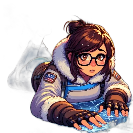 jacket, staff, face, pixel art transparent PNG cut-out