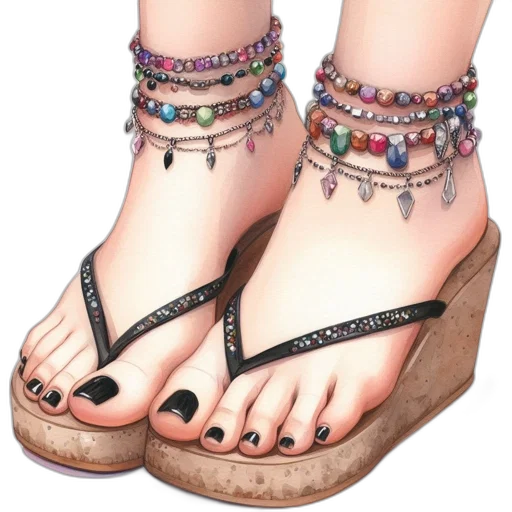 shoes, jewelry, photorealistic, watercolor transparent PNG cut-out