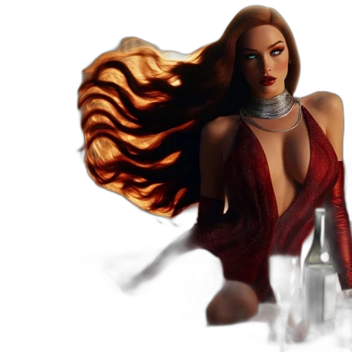 hair, dress, jewelry, fantasy art transparent PNG cut-out