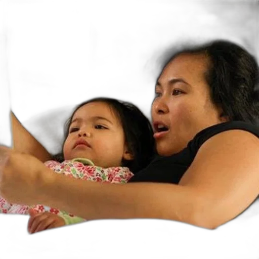 photorealistic, mother, child, lie transparent PNG cut-out