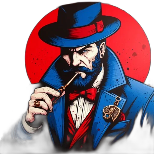hat, jacket, staff, face transparent PNG cut-out