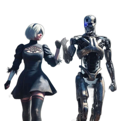robot, concept art, cyberpunk, 3d render transparent PNG cut-out
