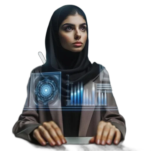 robot, face, staff, cyberpunk transparent PNG cut-out