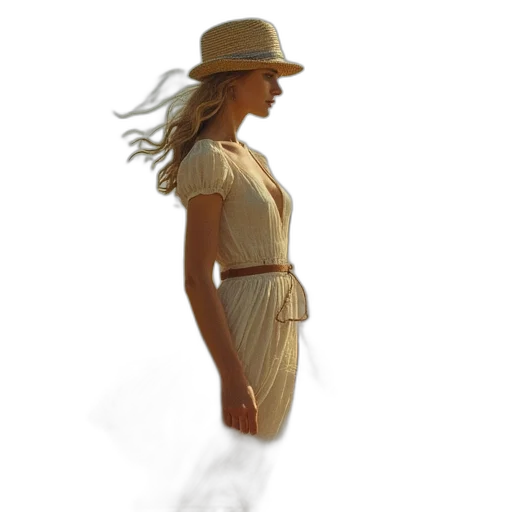 dress, hat, staff, jewelry transparent PNG cut-out