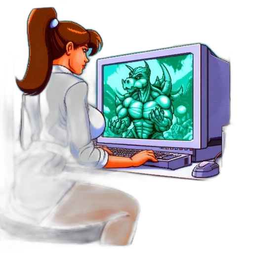 robot, vaporwave, pixel art, concept art transparent PNG cut-out